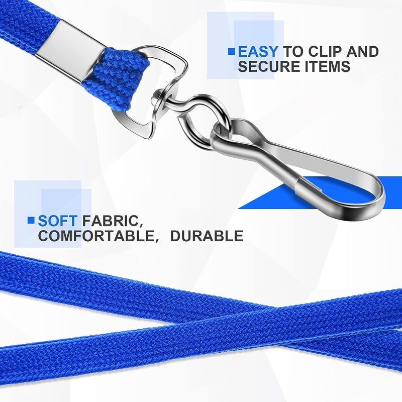 koorito 50 Pcs Badge Lanyards Flat Lanyards for ID Badges Bulk Blue lanyard with Swivel J Hook Clip for Office Worker, Student, Teacher - Image 4